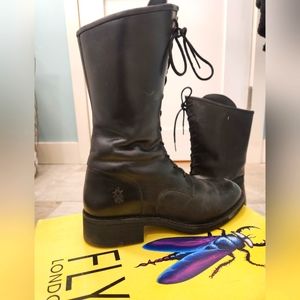 FLY London black lace up boots
